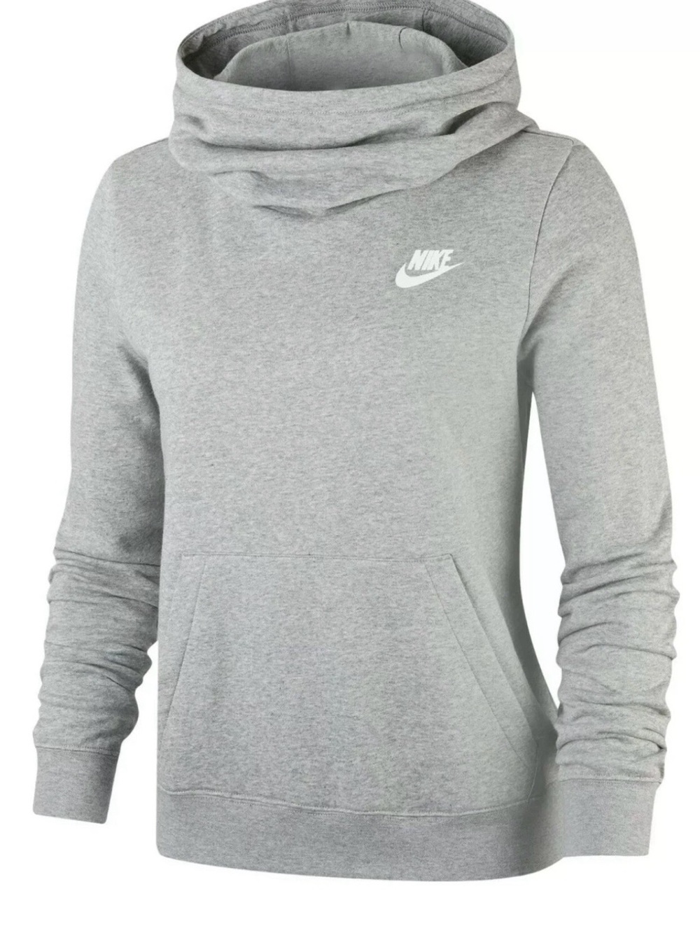 Nike Women’s Funnel Neck Hoodie, XL, Grey, Pullover